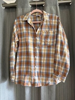 Princess Polly Plaid Button-Down Shirt in Cream, Brown & Blue